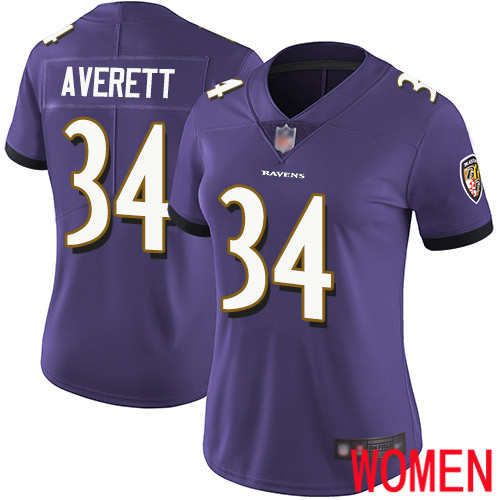 Baltimore Ravens Limited Purple Women Anthony Averett Home Jersey NFL Football 34 Vapor Untouchable